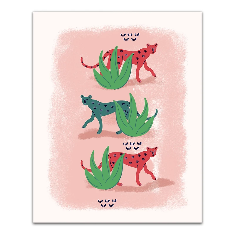 Cheetahs in Leaves Canvas Wall Art