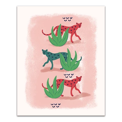 Cheetahs in Leaves Canvas Wall Art