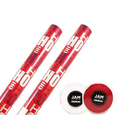 JAM Paper Red Ho Ho Ho Christmas Gift Wrap Set with Ribbon