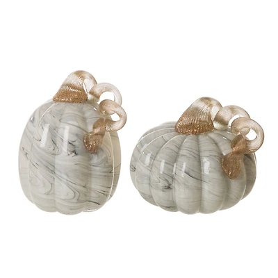 Glitzhome® Gray Marble Glass Pumpkin Set