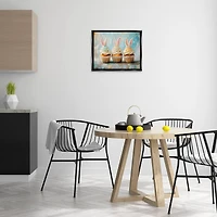 Stupell Industries Festive Bunny Ear Cupcakes Floating Frame Wall Art