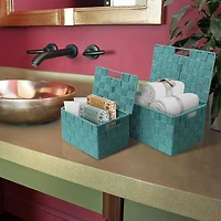 Sorbus 3-Piece Woven Basket with Lid Set