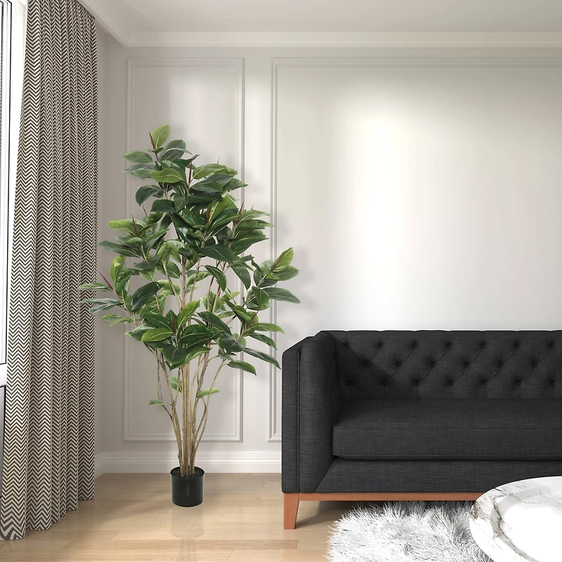 6ft. Potted Artificial Green Rubber Tree