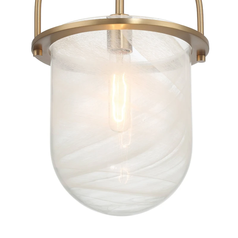 Hello Honey® Beatrice Gold & White Mid-Century Modern Handmade Marbleized Glass & Metal Ceiling Light