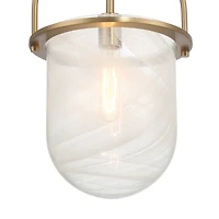 Hello Honey® Beatrice Gold & White Mid-Century Modern Handmade Marbleized Glass & Metal Ceiling Light