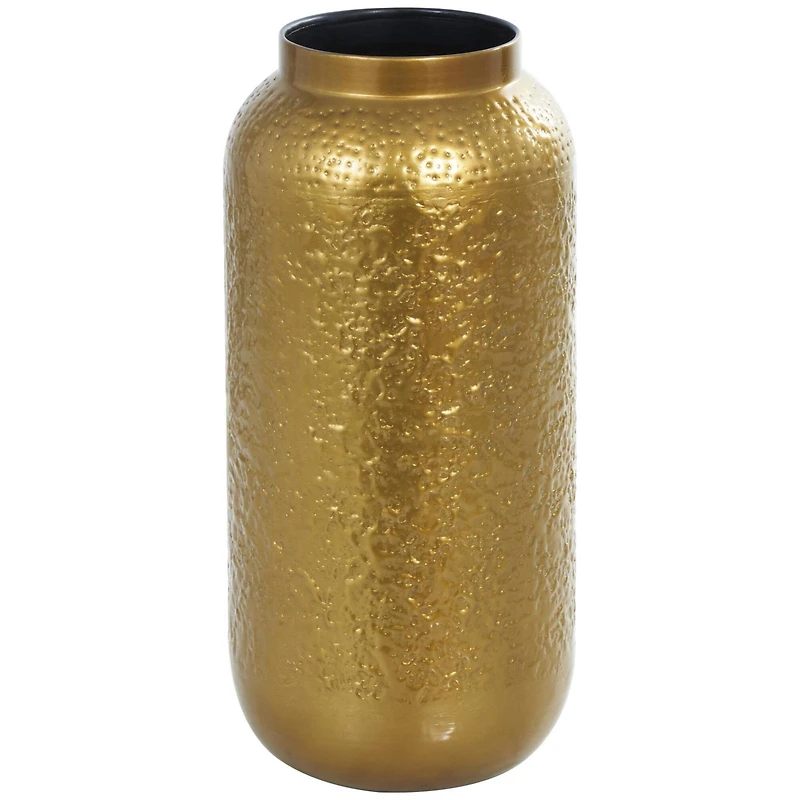 Gold Metal Textured Hammered Vase