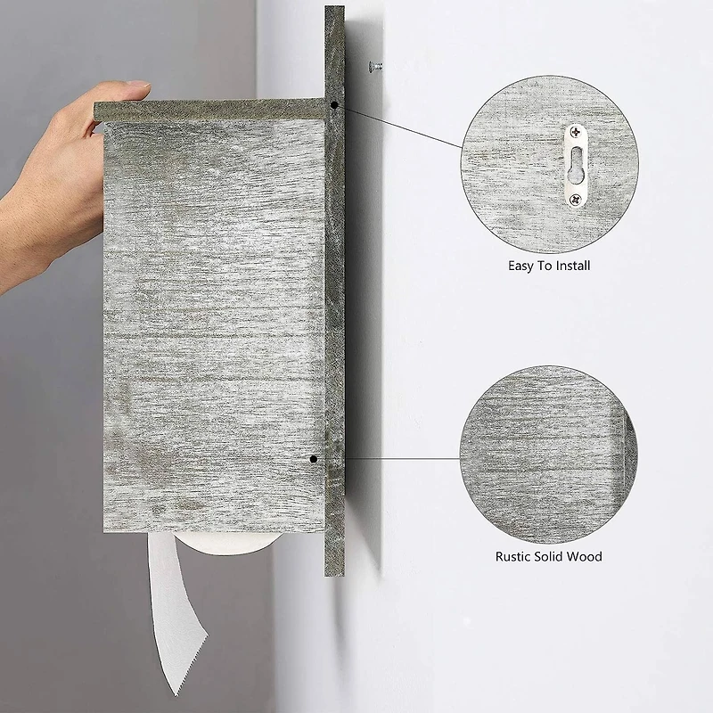 Olive Green Wood Toilet Paper Holder with Storage Shelf