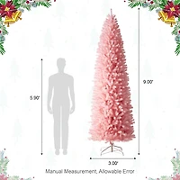 9ft. Unlit Pink Pencil Tinsel Artificial Christmas Tree