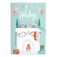 Stupell Industries Happy Holidays Festive Mantel Stockings Wall Plaque Art