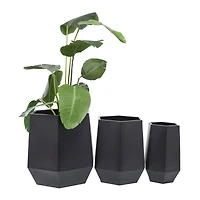 Black Modern Planter, Set of 3" 20", 16", 11"