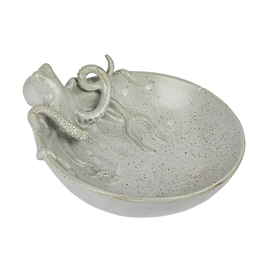 Hello Honey® 13.75" White Speckled Reactive Glaze Stoneware Octopus Bowl