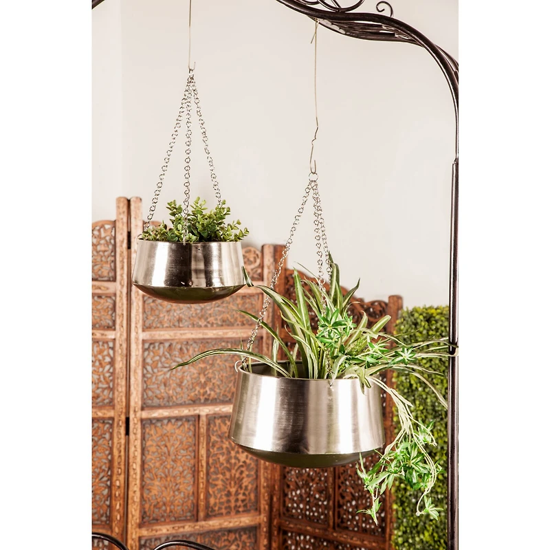 Silver Metal Glam Planter Set