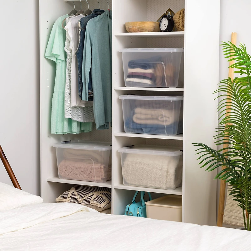 IRIS® 32qt. Buckled Clear Boxes with Clear Buckle Lids, 4ct.