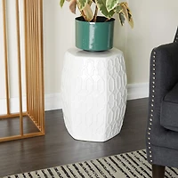 Cream Ceramic Contemporary Accent Table, 19" x 13" x 14"