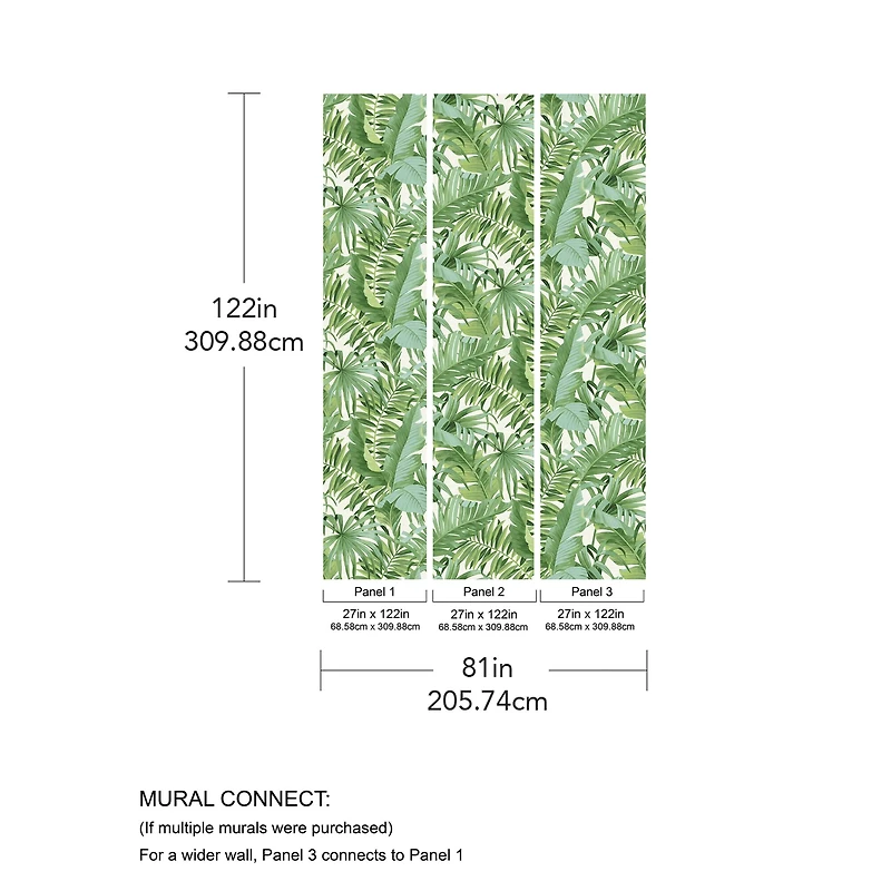 Katie Hunt Green Tropical Palm Leaf Wall Mural