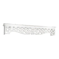 30" Whitewashed Hand-Carved Medallion Floating Wall Shelf