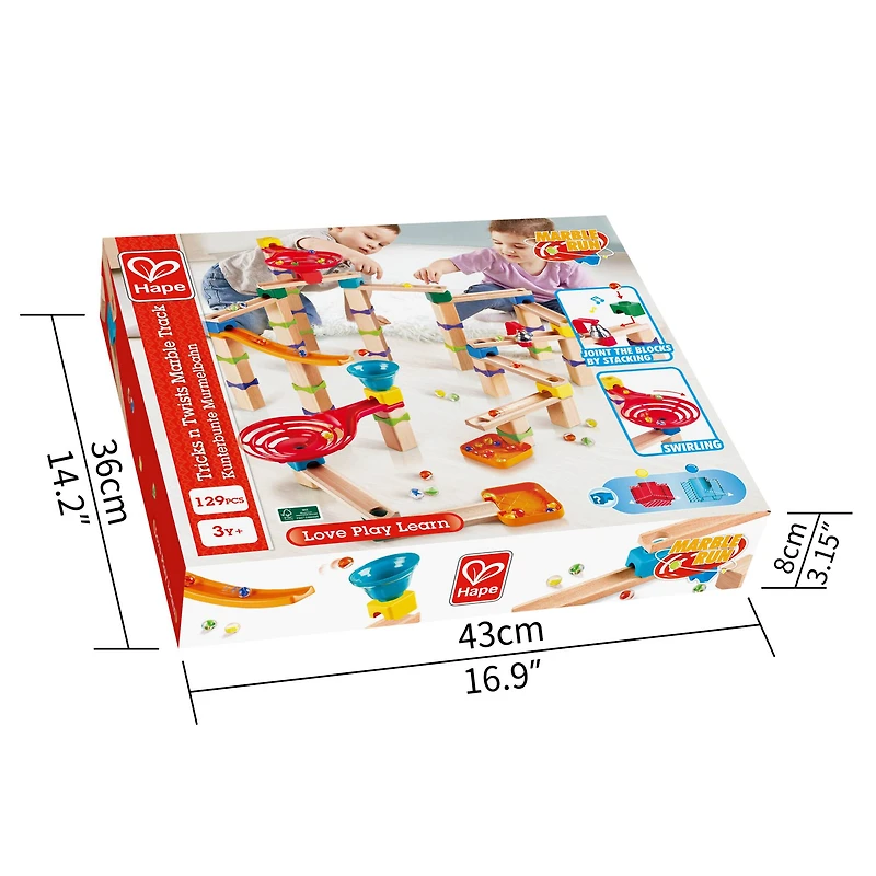 Hape Marble Run Tricks n' Twists DIY Wood Building Racetrack Set