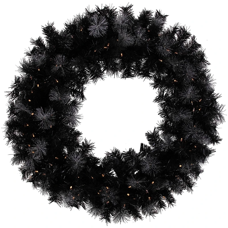 36" LED Black Bristle Artificial Christmas Wreath