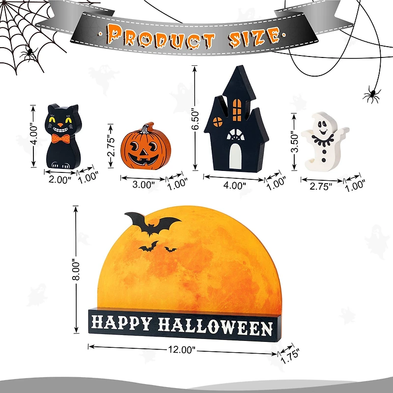 Glitzhome® 12"L HAPPY HALLLOWEEN Wooden Table Block Set