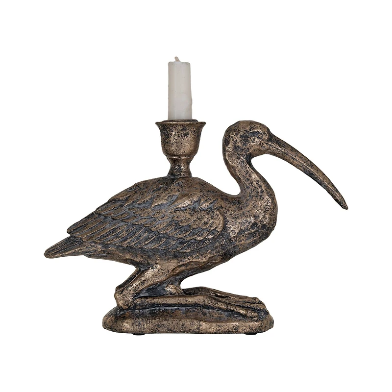 Hello Honey® 10" Distressed Gold Decorative Bird Taper Holder