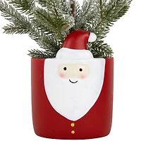 14.75" Unlit Petite Artificial Christmas Tree in Santa Claus Ceramic Pot