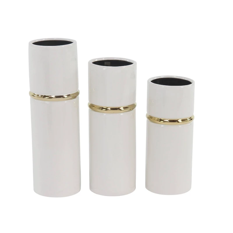 White Stoneware Glam Vase Set