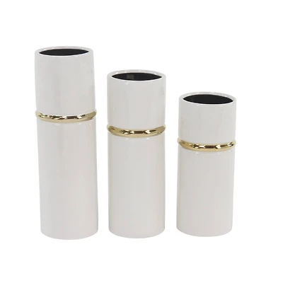 White Stoneware Glam Vase Set