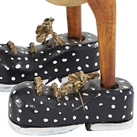 Set of 2 Brown Bamboo Coastal Duck Sculpture, 17", 12"