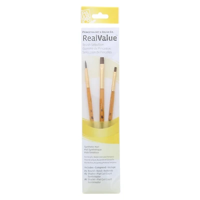 Princeton™ RealValue™ Synthetic Hair Brush 3 Piece Set
