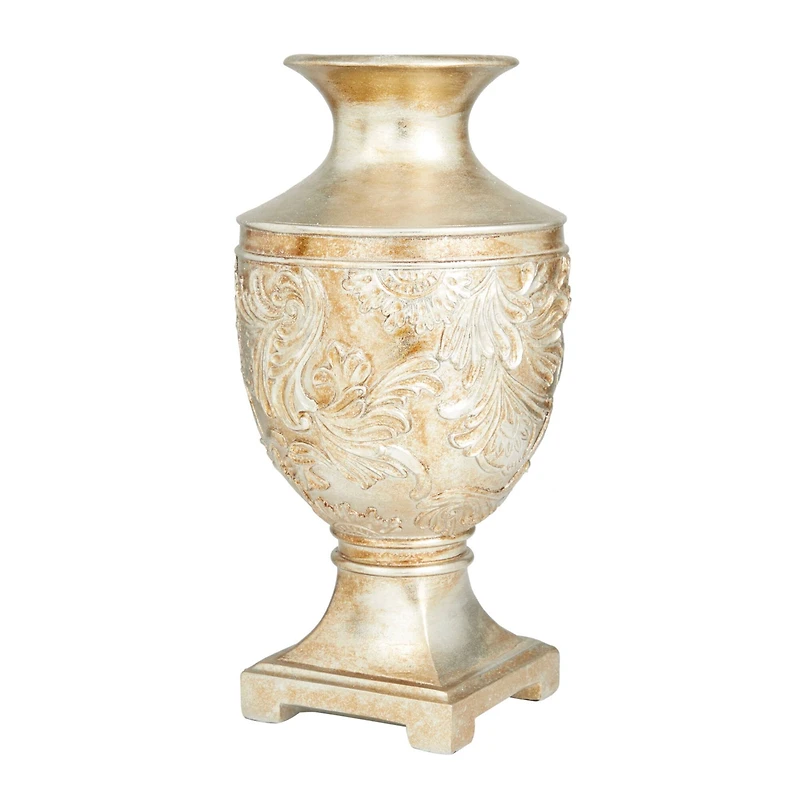 Gold Polystone Traditional Vase, 7" x 7" x 7"