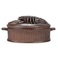 Hello Honey® 12.25" Matte Brown Stoneware Baker with Lobster Design