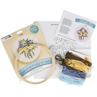 Leisure Arts® 6" Yellow & Blue Flowers Embroidery Kit