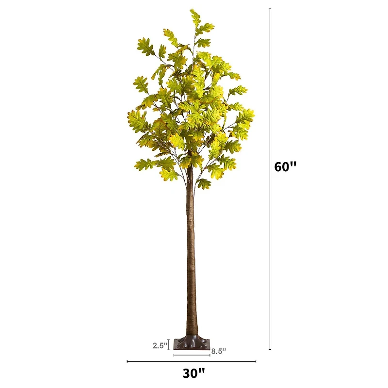 5ft. Pre-Lit Green Autumn Oak Artificial Fall Tree with 200 Warm White LED Lights