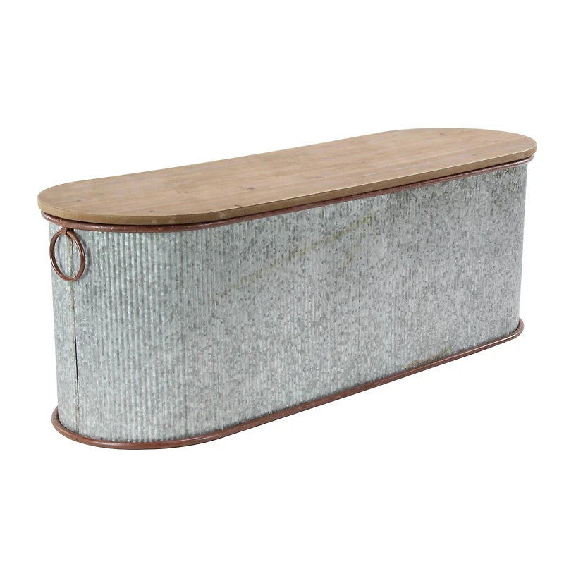 Set of 3 Brown Metal Farmhouse Storage Bench, 23", 48"