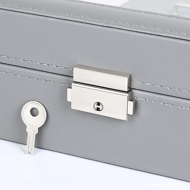 NEX™ 12" 8-Slot Lockable Artificial Leather Watch Case Organizer