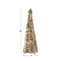 Hello Honey® 13" Tall Gold & Nickel Wire & Glass Beaded Christmas Tree