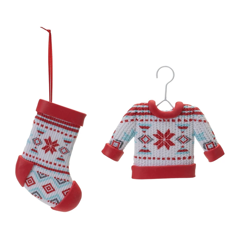 Nordic Stocking & Sweater Ornaments Set