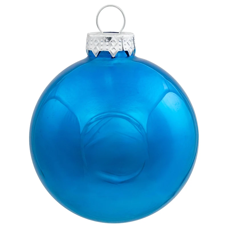 40ct. 2.5" Shiny & Matte Royal Blue & Silver Glass Ball Christmas Ornaments
