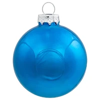 40ct. 2.5" Shiny & Matte Royal Blue & Silver Glass Ball Christmas Ornaments