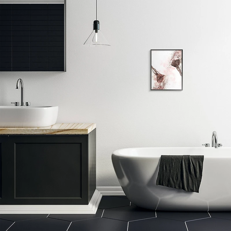 Stupell Industries Glamorous Cosmetic Brushes Wall Art in Black Frame