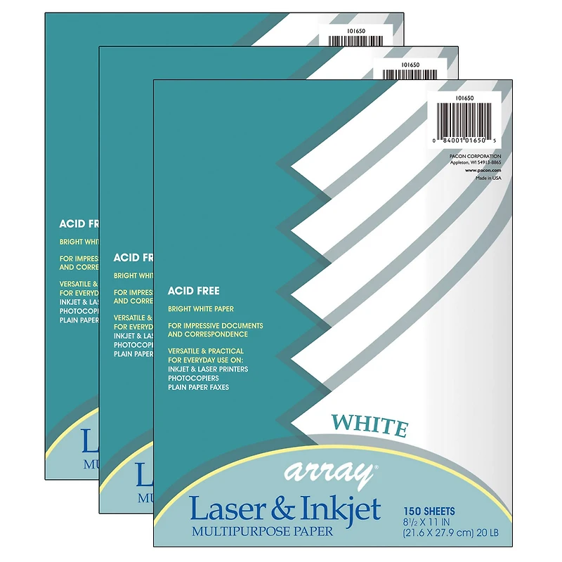 Pacon® White 8.5" x 11" Mutli-Purpose Paper, 3 Packs of 150