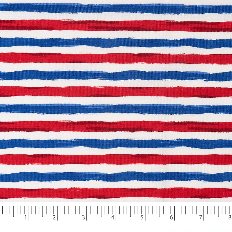 SINGER Horizontal Red, White & Blue Stripe Cotton Fabric