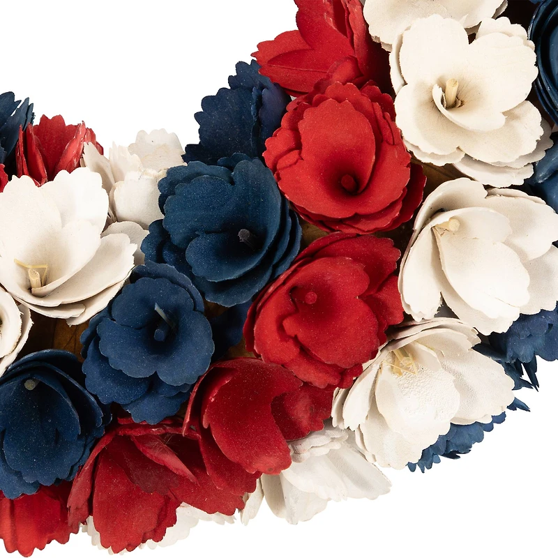 14.5" Americana Artificial Floral Wooden Wreath