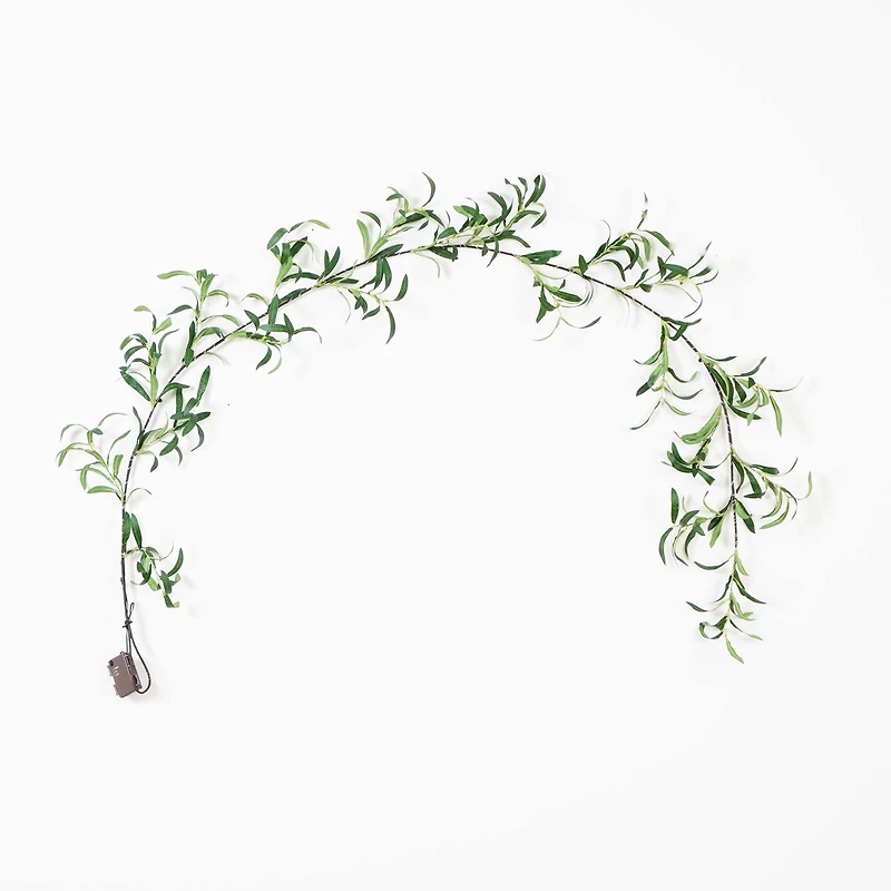 6.5ft. Pre-Lit LED Green Olive Leaf Garland