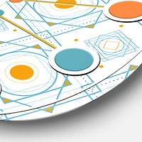 Designart 'Retro Minimal Patttern In Orange And Bluye Mid-Century Modern Wall Clock