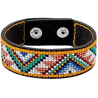 Wonderland Crafts Yellow & White Artificial Leather Cross Stitch Bracelet Kit