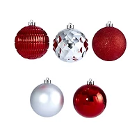 40ct. 3" Red & Silver Shatterproof Ball Ornaments
