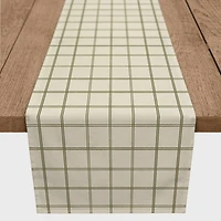 90" Green & Cream Check Cotton Twill Runner