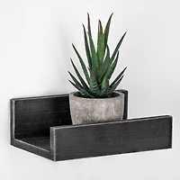 Black Floating Wooden Wall Shelves Set