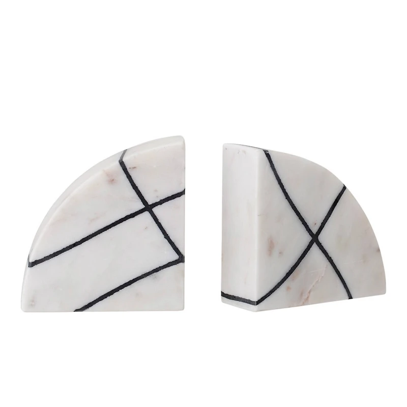 Hello Honey® 6" White & Black Marble Bookends Set
